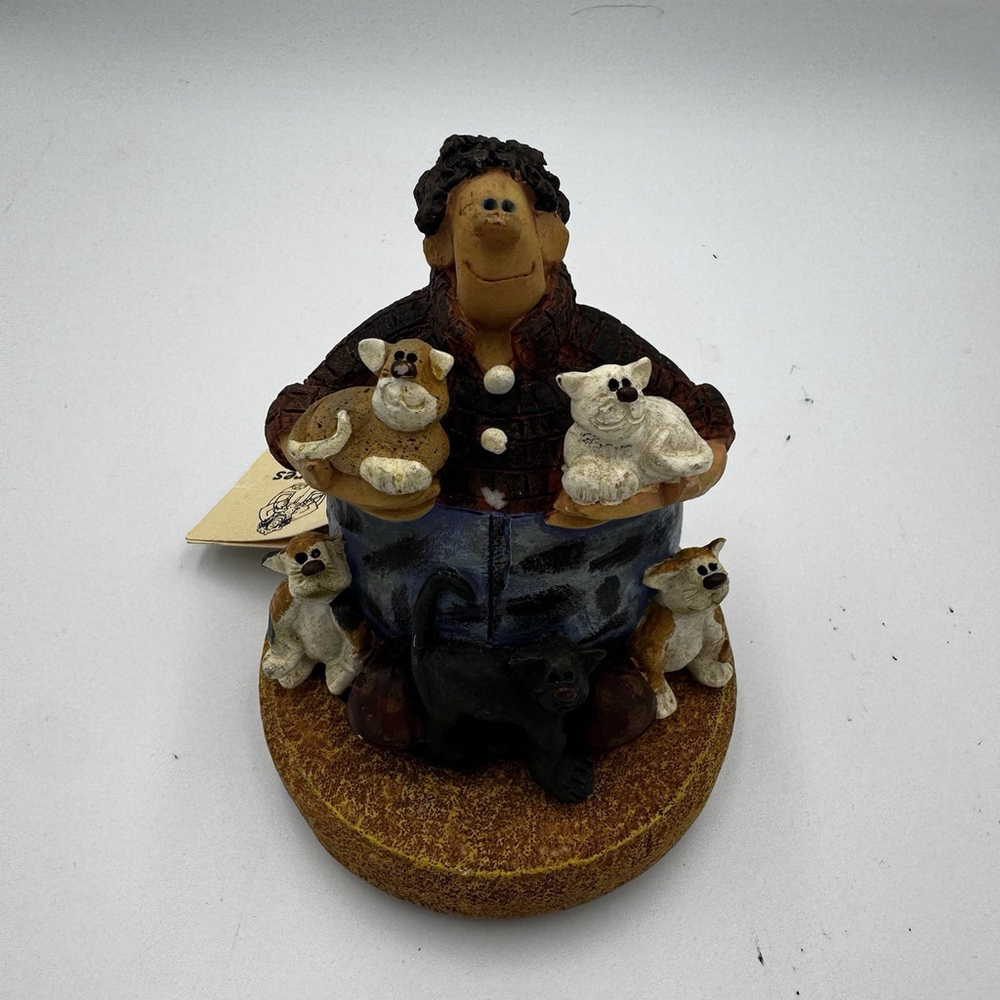 Sara Meadows Folk Art Sculpture Cats Handcrafted Vintage